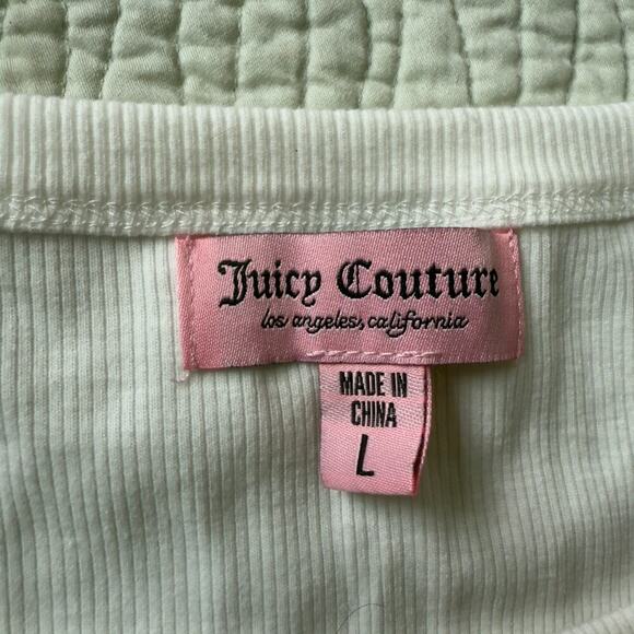Juicy Couture Cropped Top in White Bedazzled Rhinestone Short Sleeve Tee Size L - Picture 7 of 7